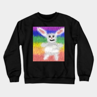 painting colorful grass with rabbit Crewneck Sweatshirt